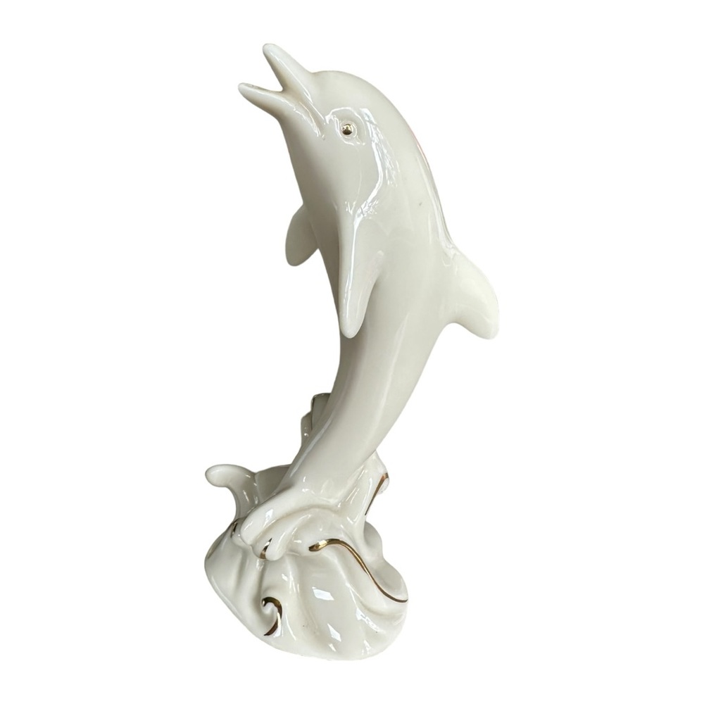 Lenox China Dolphin Figurine with Gold Accents 4 Inches